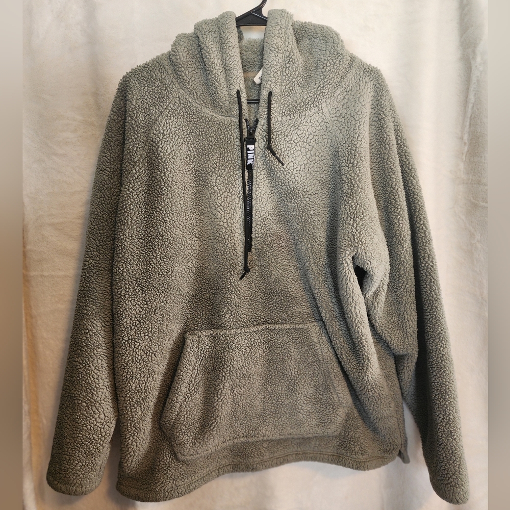 PINK oversized fuzzy hoodie L
